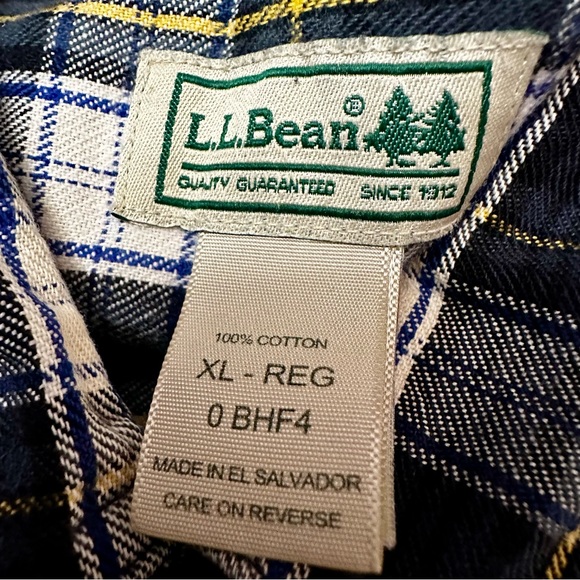 LL Bean Mens Sz XL Blue Tartan Plaid Flannel Button Up Shirt Lumberjack Maine - Picture 9 of 12